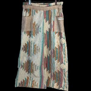 Poor Pitiful Pearl Ikat Aztec Print Pull On Wide Leg Pants Sz. L